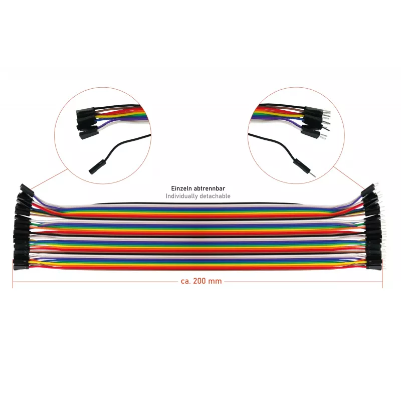 kabelmeister Jumper Wire 40-Pin oddeľovacie vodiče pre Arduino, Raspberry Pi atď., samec na samicu