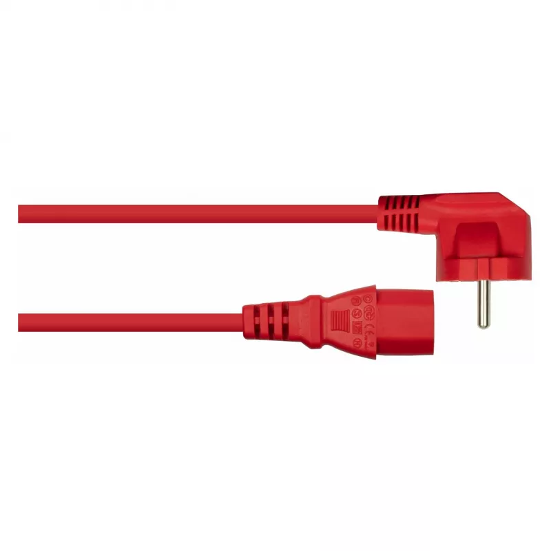 Kabelmeister napájací kábel Schuko konektor samec typ E+F (90° zahnutý) na IEC C13, červený, 0,75 m