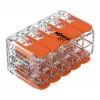 WAGO 221-420 kompaktný spojovací konektor s páčkami, 10-vodičový, 0,2-4 mm², transparentné puzdro, oranžová páčka, balenie 10 ks