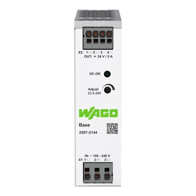 WAGO 2587-2144 primárny spínaný napájací zdroj Basis 1-fázový, 24 VDC, 5 A, 120 W, lišta DIN