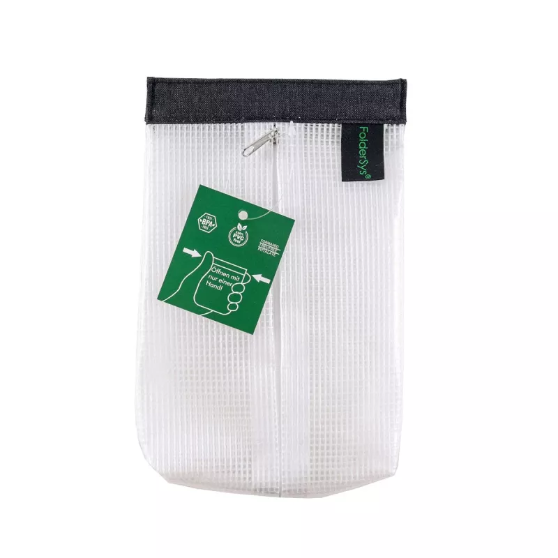 FolderSys SnapBag DIN A6 číra transparentná dokumentová taška bez PVC s čiernym švom