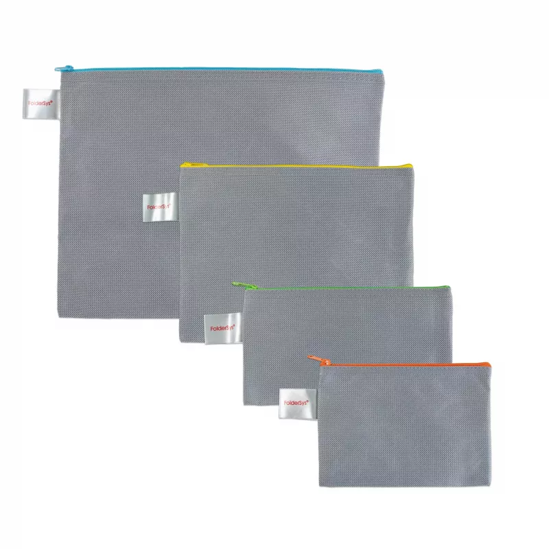 FolderSys vrecko so zipsom DL sivé nepriehľadné PP netkaná textília 120 x 220 mm