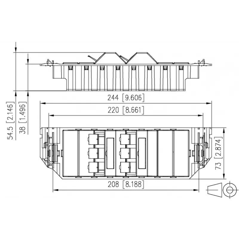 MetzConnect E-DAT subway 6x8(8) GB3 prázdna dátová prípojná jednotka - Cat6 - 6x RJ45 - perlovo biela - bez modulov (1309360601-E)