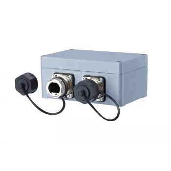 METZ CONNECT 1401010620ME priemyselná Ethernetová prípojná zásuvka, sivá, kov, IP67, 124x78x57 mm