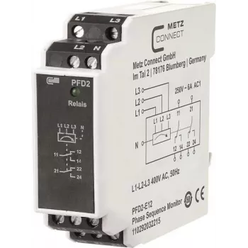 METZ CONNECT PFD2-E12 napájacia filtračná distribučná jednotka, 400 V, 6 A, DIN lišta, čierna/biela