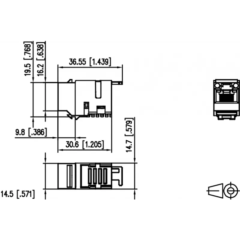 METZ CONNECT 130A10-29-I-B1 plochá čierna RJ45 konektor samica Cat6A tienený keystone modul