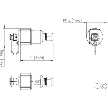 METZ CONNECT RJ45 konektor samec na priamu montáž Cat.6A tienený IP67 čierna 41,8 mm