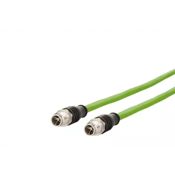 METZ CONNECT M12 na RJ45 patch kábel, Cat.5e, 2m, D-kódovaný, PUR, zelený