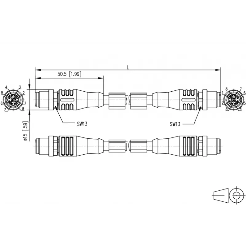 METZ CONNECT M12 na RJ45 patch kábel, Cat.5e, 2m, D-kódovaný, PUR, zelený