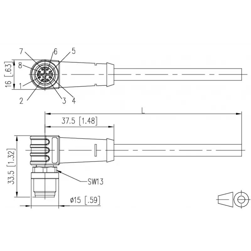 METZ CONNECT 142M2X90100 - 10 m - Cat6a - M12 priemyselný Ethernet patch kábel