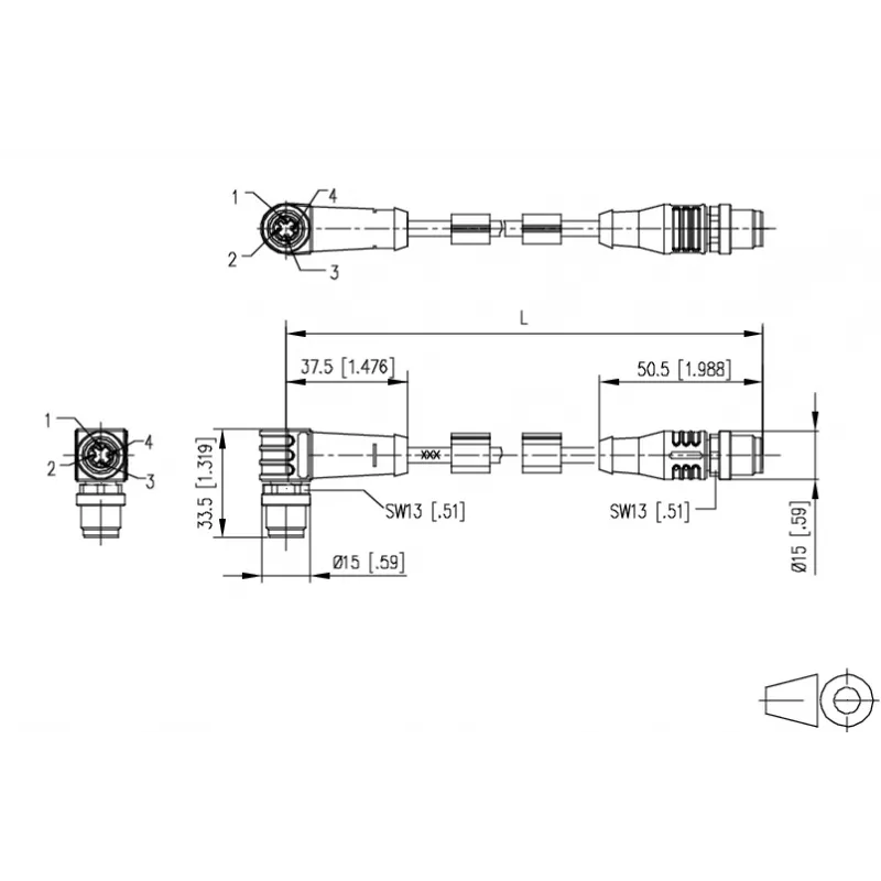 METZ CONNECT M12 priemyselný Ethernet patch kábel, D-kódovaný, 4-pólový, 5,0 m, tienený, zelený