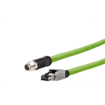 METZ CONNECT priemyselný Ethernet kábel M12 X-kódovaný CAT 6a SF/UTP 10 m zelený PUR plášť vhodný do ťažného reťazca (142M6X18100)