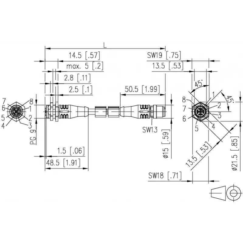 METZ CONNECT 142M2X12020 - 2 m - Cat6a - M12 - M12 - zelený