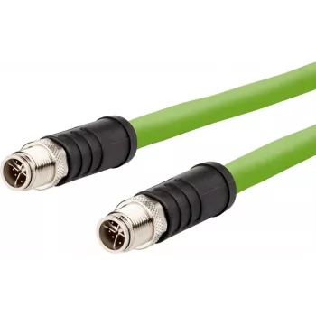 METZ CONNECT M12 X-kódovaný patch kábel, SF/UTP CAT 6a, 2,0 m, zelený, bezhalogénový, vhodný do ťažného reťazca