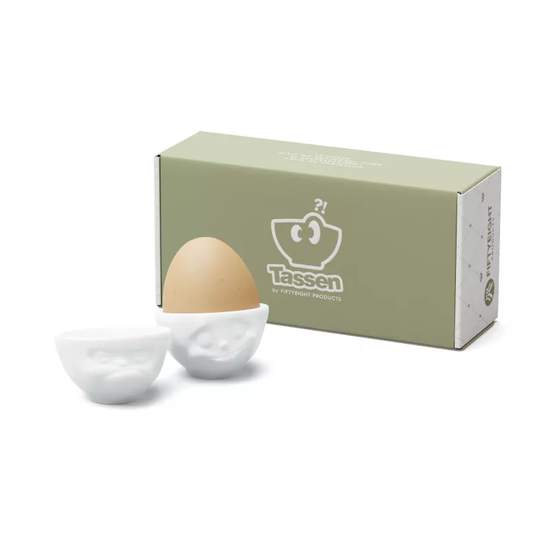 FIFTYEIGHT PRODUCTS sada na vajíčka č. 3 - Happy & Grumpy biela