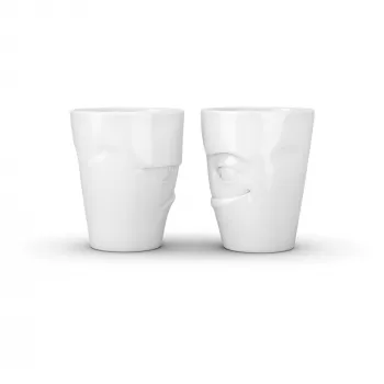 FIFTYEIGHT PRODUCTS 350 ml šálka - Grumpy & Mischievous biela