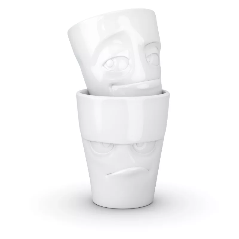 FIFTYEIGHT PRODUCTS 350 ml šálka - Grumpy & Mischievous biela