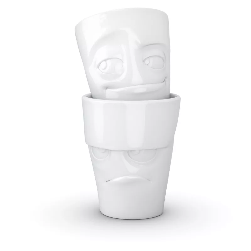 FIFTYEIGHT PRODUCTS 350 ml šálka - Grumpy & Mischievous biela