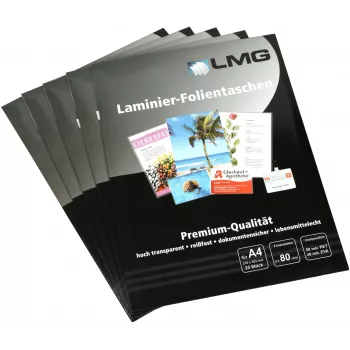 LMG laminovacie fólie A4 lesklé 25 listov 80 mikrónov