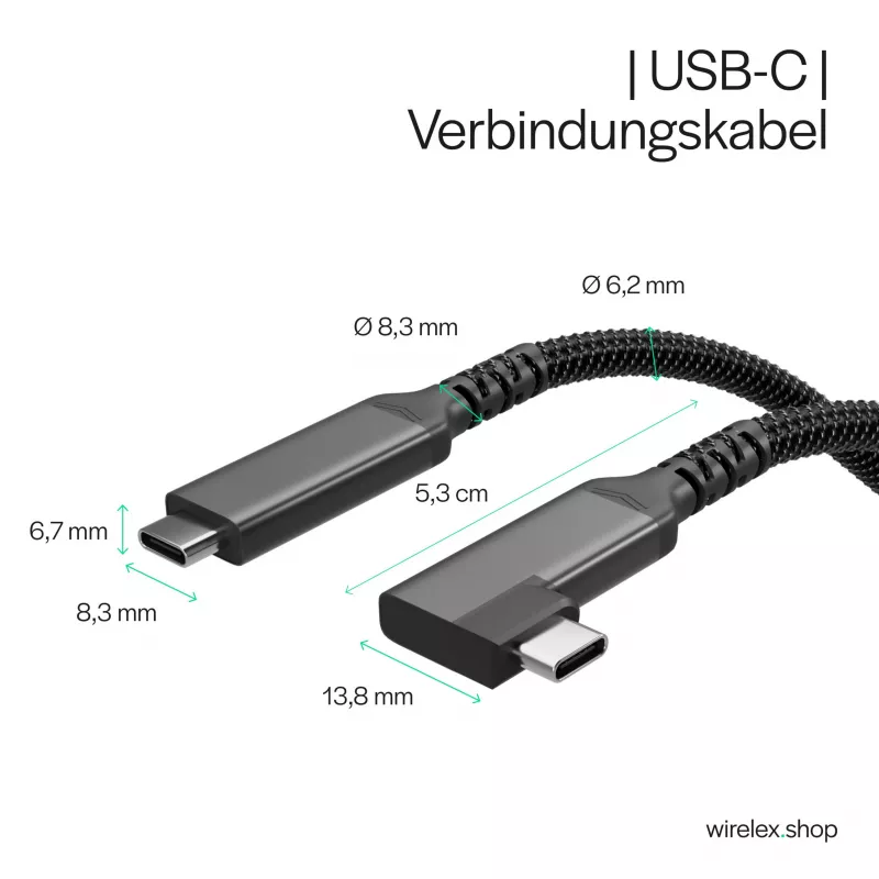 S CONN S/CONN maximum connectivity USB-C nabíjací kábel USB-C na USB-C 3.2 100W PD textilný 90° - kábel - digitálne/dáta