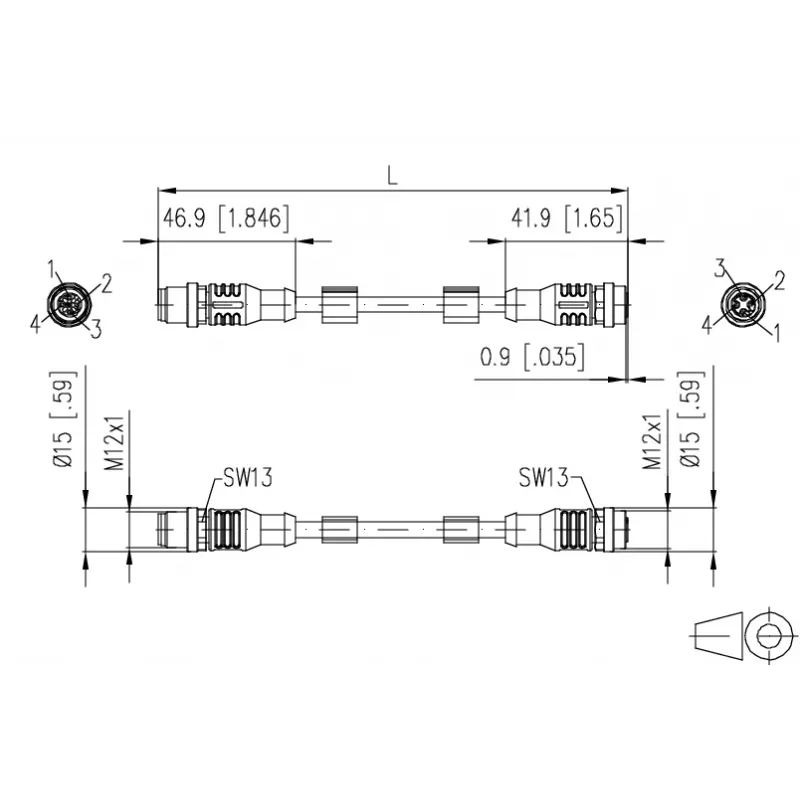METZ CONNECT Sieťový kábel M12 (4-pinový)