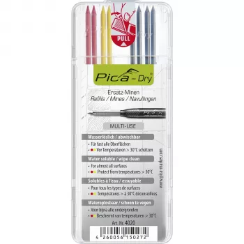 Pica DRY náplne základné - grafit, červené a žlté tuhy (10-kusové balenie) pre Pica-Dry Longlife mechanická ceruzka