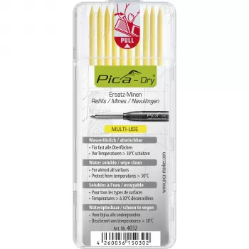 PICA-MARKER Pica DRY náplne žlté - 10 tuh, 2,8 mm, vodou rozpustné