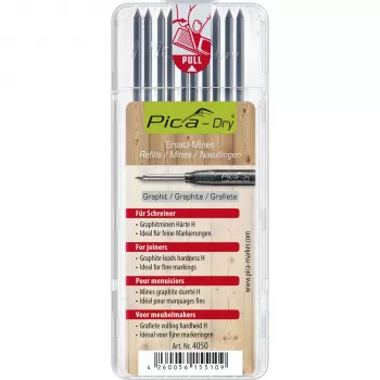 Pica DRY náhradné tuhy pre stolárov - 9 tuh (grafit, červená, žltá) 2,8 mm