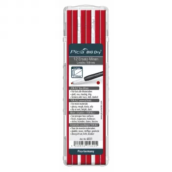 Pica BIG DRY sada tuh FOR ALL červená - 12 náhradných tuh 2x5 mm 150 mm