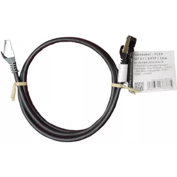 IT-BUDGET Full Copper Premium patch kábel - Flex AWG 26 - Cat.8.1 - 2000 MHz - bez halogénov - PoE+ - 40 GBit - čierny - 1,5 m