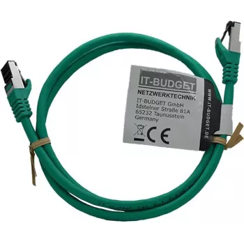 IT-BUDGET Full Copper Premium patch kábel - Flex AWG 26 - Cat.8.1 - 2000 MHz - bez halogénov - PoE+ - 40 Gbit - zelený - 1,5 m