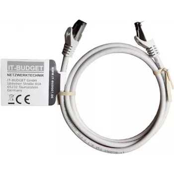 IT-BUDGET Full Copper Premium patch kábel - Flex AWG 26 - Cat.8.1 - 2000 MHz - bez halogénov - PoE+ - 40 Gbit - sivý - 1 m