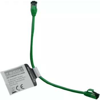 IT-BUDGET Full Copper Premium Patchkabel - Slim AWG 28 - Cat.8.1 - 2000 MHz - bez halogénov - PoE+ - 40 Gbit - zelená - 0,25 m