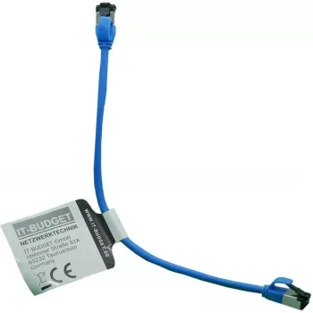 IT-BUDGET Full Copper Premium Patchkabel - Slim AWG 28 - Cat.8.1 - 2000 MHz - bez halogénov - PoE+ - 40 Gbit - modrá - 0,15 m