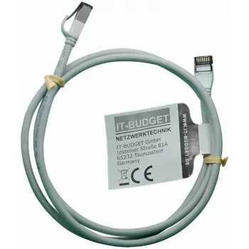IT-BUDGET Full Copper Premium Patchkabel - Slim AWG 28 - Cat.8.1 - 2000 MHz - bez halogénov - PoE+ - 40 Gbit - sivá - 1 m