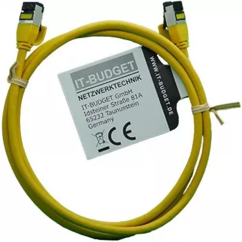 IT-BUDGET Full Copper Premium Patchkabel - Slim AWG 28 - Cat.8.1 - 2000 MHz - bez halogénov - PoE+ - 40 Gbit - žltá - 1 m