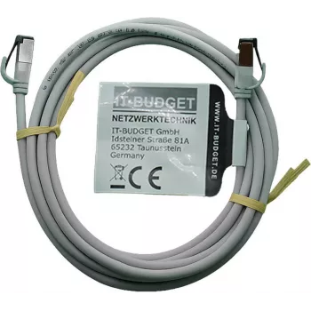 IT-BUDGET Full Copper Premium Patchkabel - Slim AWG 28 - Cat.8.1 - 2000 MHz - bez halogénov - PoE+ - 40 Gbit - sivá - 2 m (90ITBSLIM81PK2G)