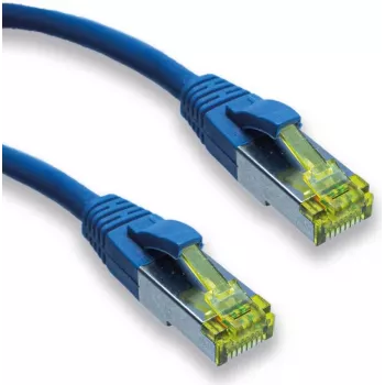 IT-BUDGET plná meď Premium patch kábel - Super Flex TPE - Cat.6A - s Cat.7 káblom - 600 MHz - bezhalogénový - PoE+ - 10 GBit - modrý - 0,50 m