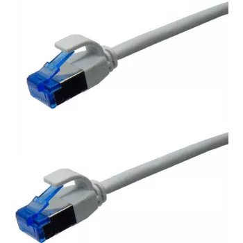 IT-BUDGET Full Copper Premium patch kábel - Slim AWG 28 - Cat.6A - 500 MHz - bezhalogénový - PoE++ - 10 Gbit - sivý - 1,5 m