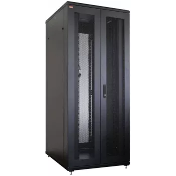 IT-BUDGET 19-palcový sieťový rozvádzač SRK - 42U - 800x800 mm - perforované dvojité dvere vpredu a vzadu - káblové kanály - Flatpack - čierny (RAL 9005)