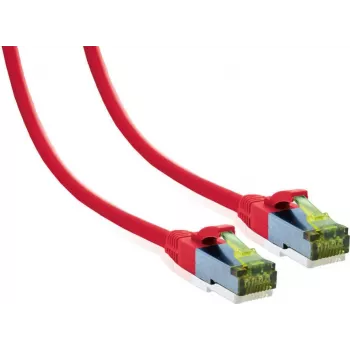 IT-BUDGET Full Copper Premium patch kábel - Cat.6A s Cat.7 surovým káblom - 600 MHz - bezhalogénový - PoE+ - 10GBit - červený - 0,5 m