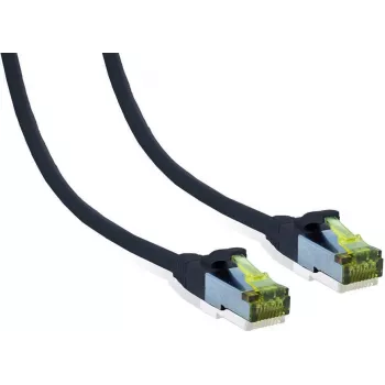 IT-BUDGET Full Copper Premium patch kábel - Cat.6A s Cat.7 surovým káblom - 600 MHz - bezhalogénový - PoE+ - 10Gbit - čierny - 1 m