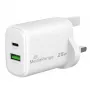 MediaRange 25W GaN rýchla nabíjačka UK zástrčka, 1x USB-C & 1x USB-A, PD & QC, biela (MRMA112-UK)