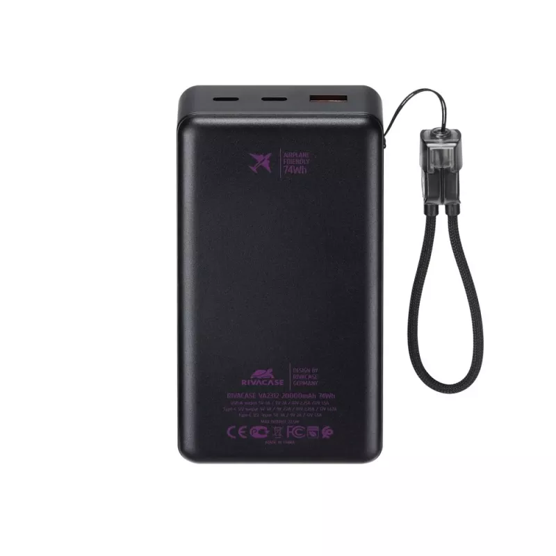 Rivacase VA2312 power banka 20000 mAh 22,5W čierna