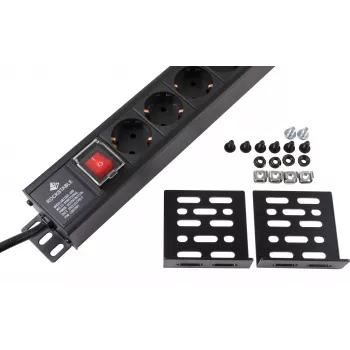 Rockstable 15-násobná zásuvková lišta - rozvádzač napájania - čierna - 1U - 2 m - 125/250 V - 50-60 Hz (RS19-15PDU)