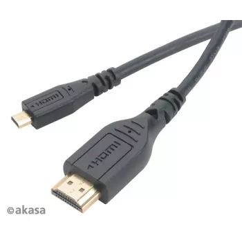 Akasa 1,5m High Speed HDMI with Ethernet kábel - HDMI Type-A na Micro HDMI - 4K - čierna