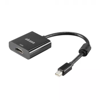 Akasa Mini DisplayPort samec na HDMI samica video adaptér - 4K@30Hz, čierny