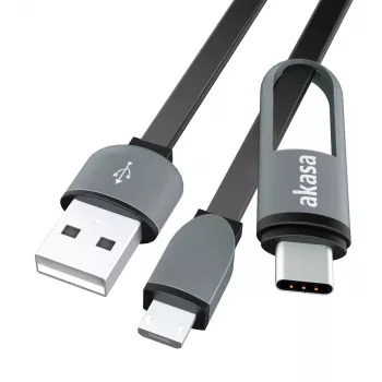 Akasa AK-CBUB35-10BK kábel USB 2.0 - USB A na Micro-USB B s adaptérom USB-C - 1 m - čierny