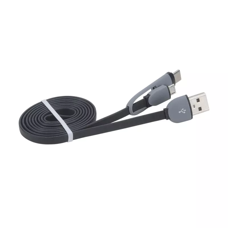 Akasa AK-CBUB35-10BK kábel USB 2.0 - USB A na Micro-USB B s adaptérom USB-C - 1 m - čierny