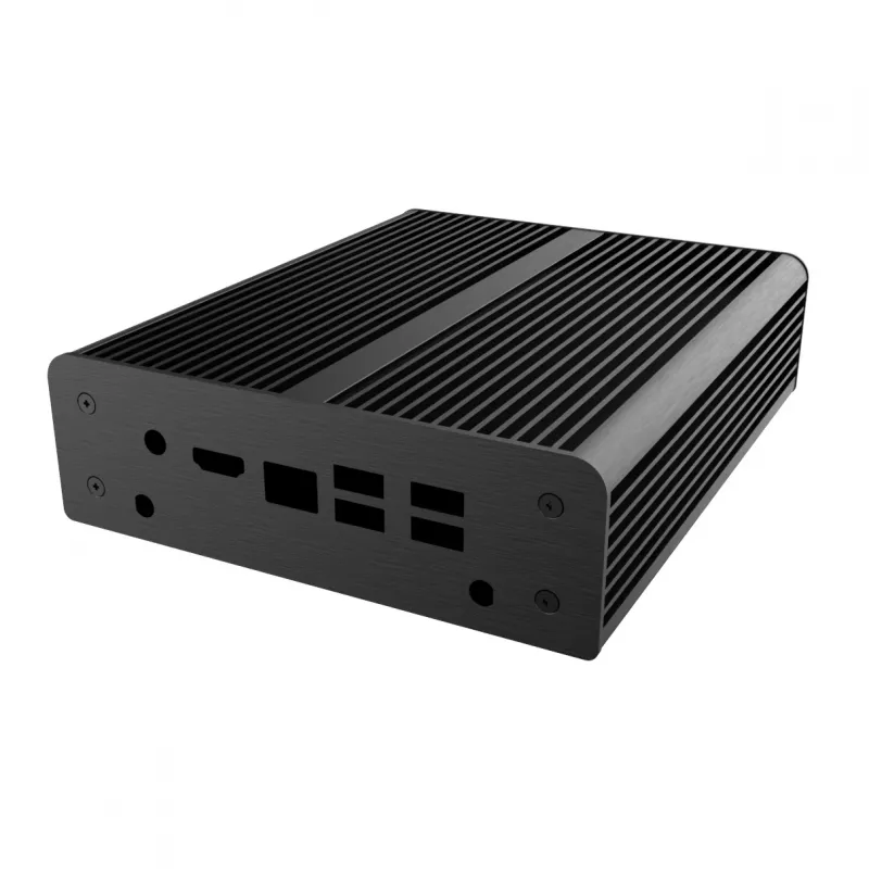 Akasa Newton NE Mini-ITX puzdro - čierne - hliník - bez ventilátora - 2,5 palca HDD/SSD - 150,6 mm